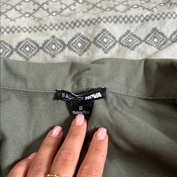 Olive Green Button-Up Shacket - Picture 2 of 8